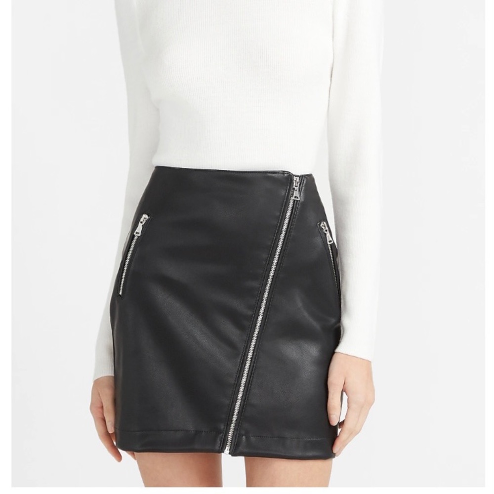 High waisted vegan leather skirt